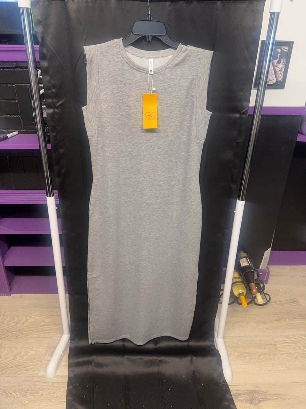 Grecerelle Women's Sleeveless Midi Tank Dress with Pockets Size M